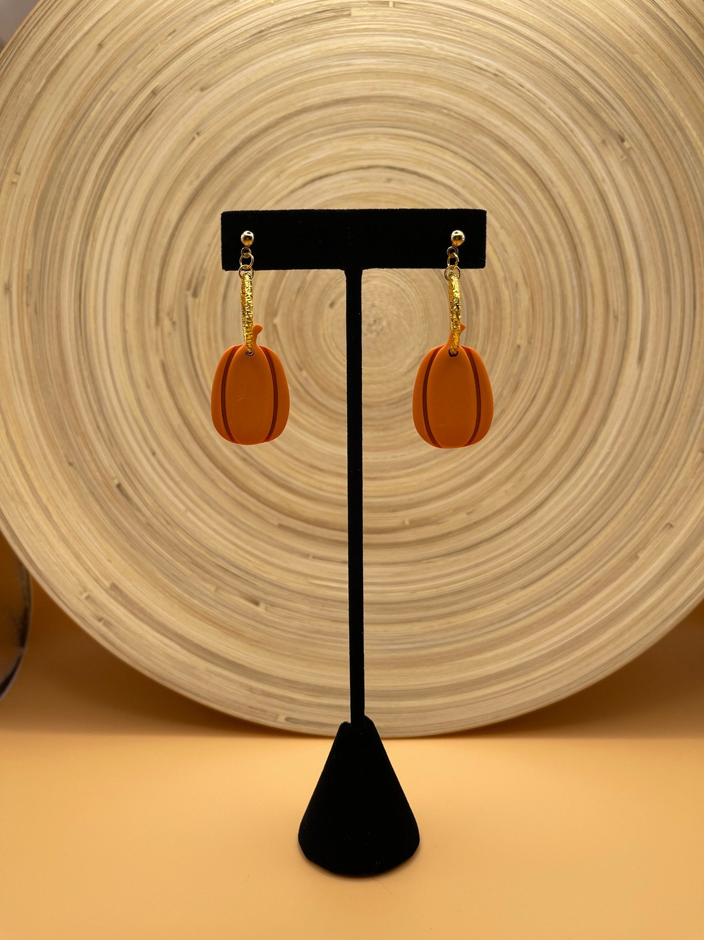 Tall Golden Pumpkins Dangle Earrings