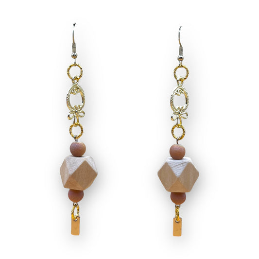 Handmade Golden Beads Dangle Earrings