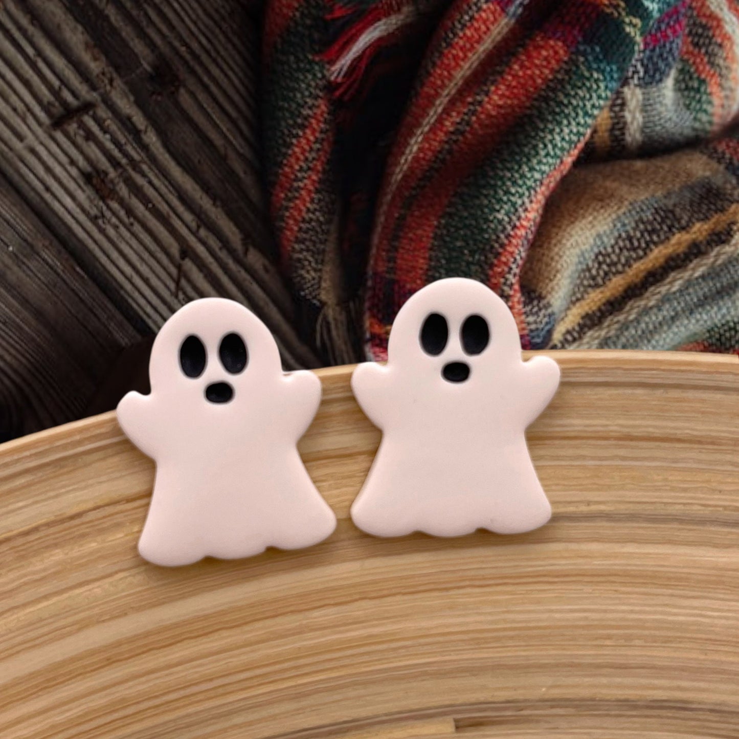 Glow-in-the-Dark White Ghost Stud Earrings