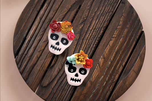 Sugar Skull Polymer Clay Stud Earrings