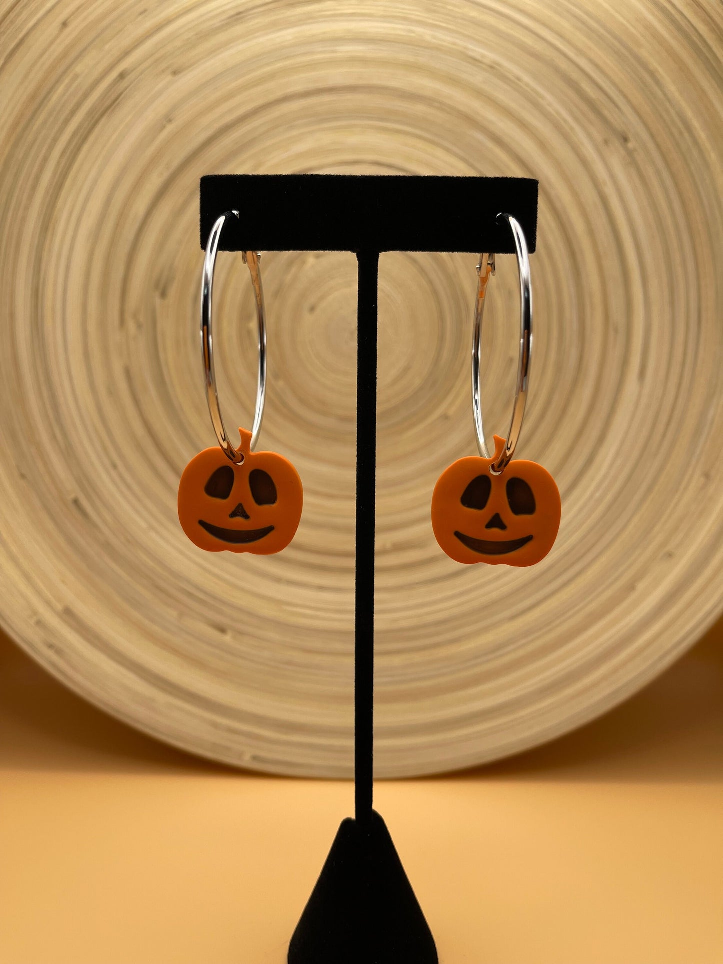 Jack O’Lantern Silver Hoop Earrings