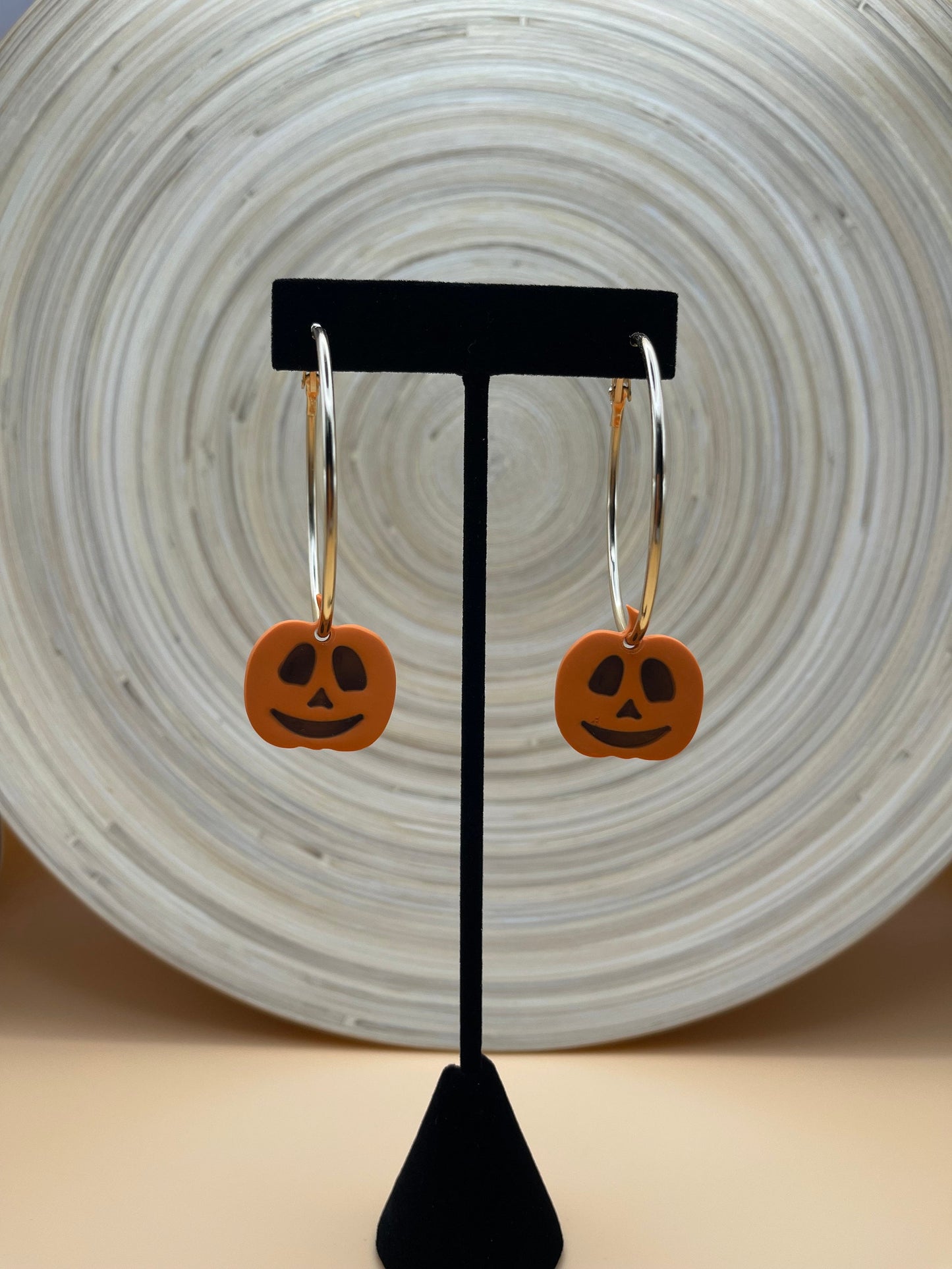 Jack O’Lantern Silver Hoop Earrings