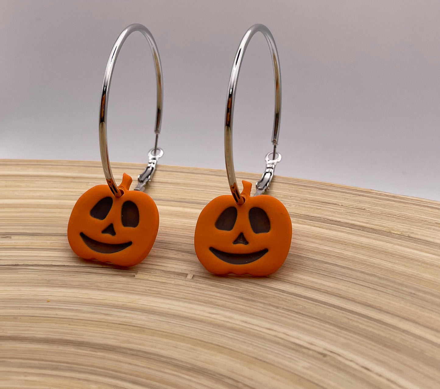 Jack O’Lantern Silver Hoop Earrings