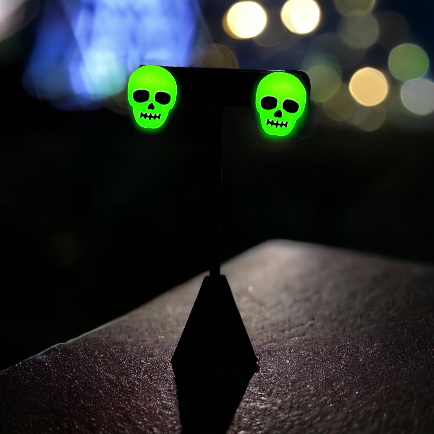 Glow-in-the-Dark White Skull Stud Earrings