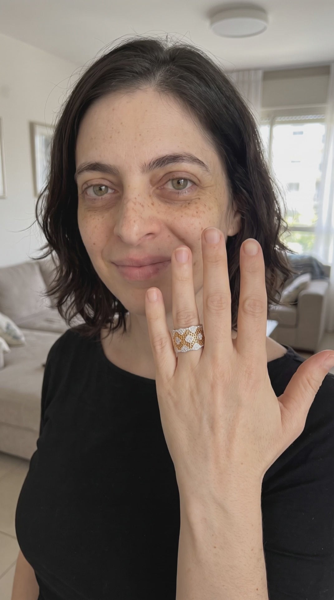 Honeycomb Crystal Power Ring | Gold Plated Recycled Brass with Cubic Zirconia
