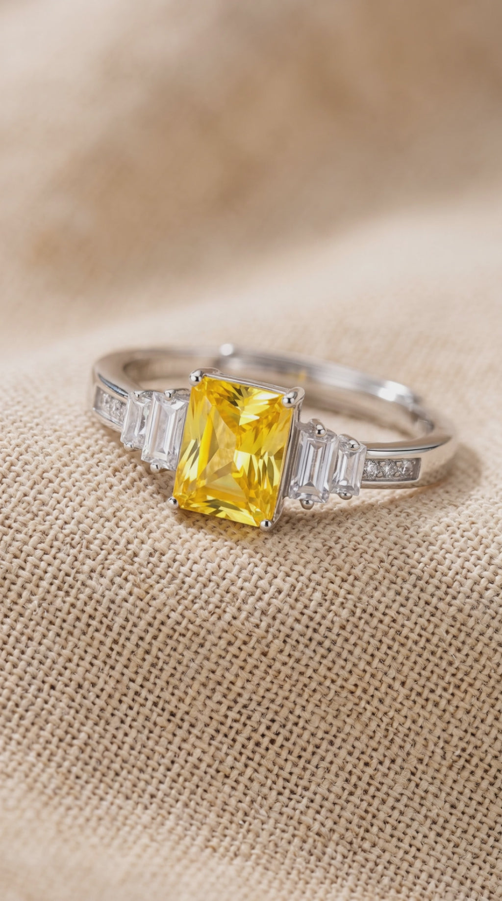 Sunset Sovereign Moissanite Ring | 925 Sterling Silver with Brilliant Cut Moissanite