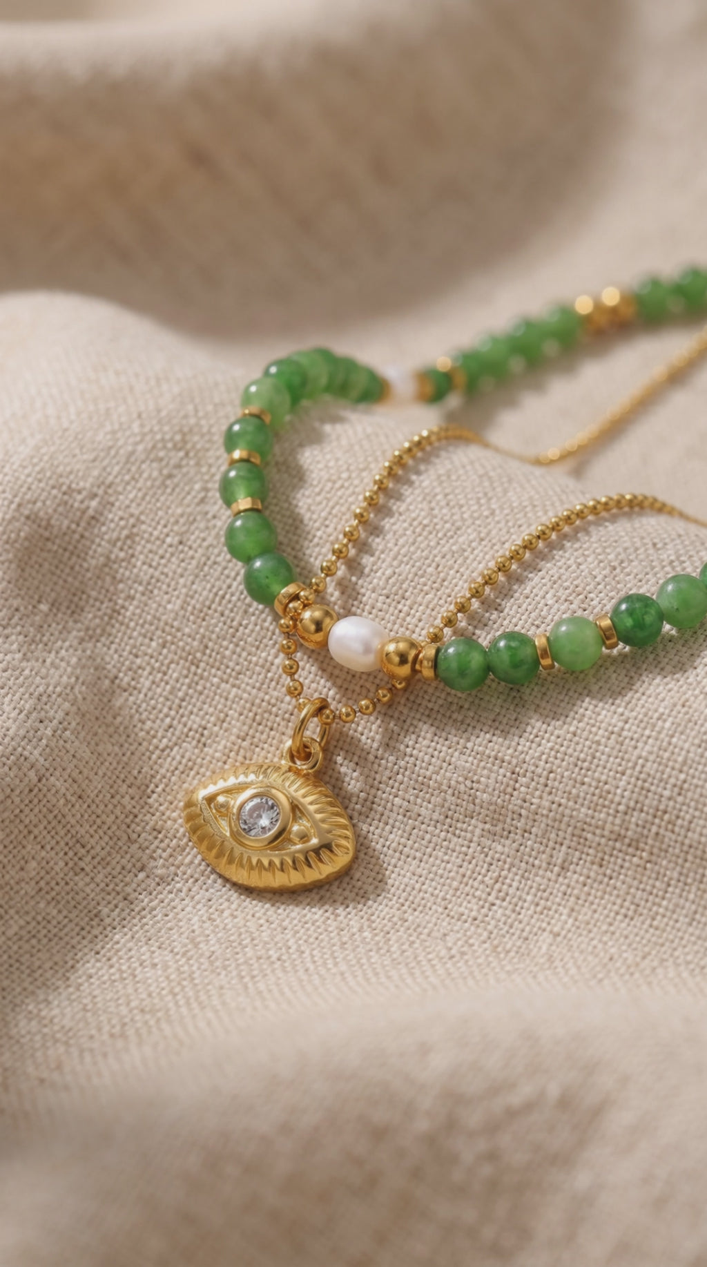 Mystic Eye Layered Necklace | Waterproof Gold Plated Stainless Steel & Gemstone
