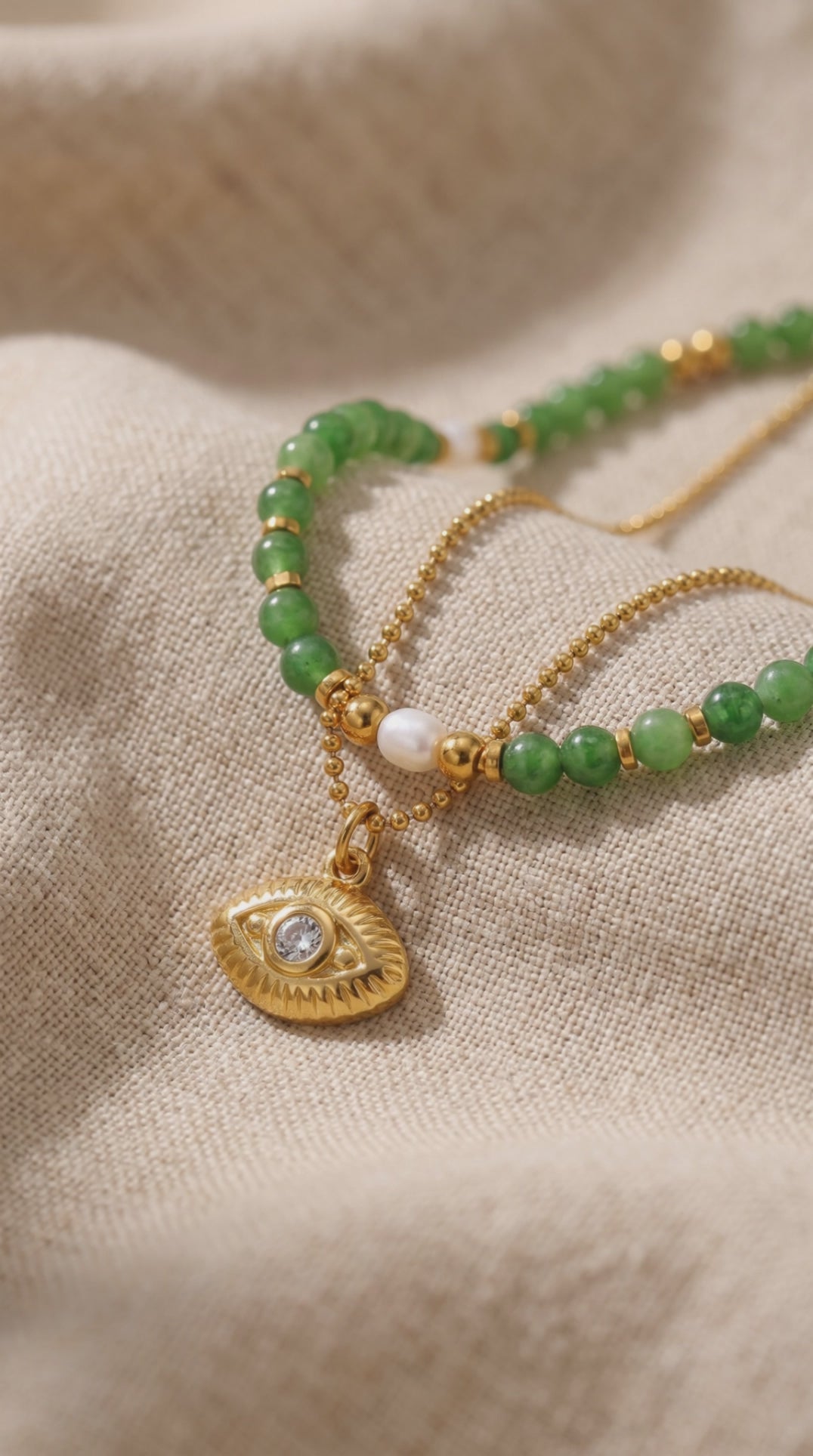 Mystic Eye Layered Necklace | Waterproof Gold Plated Stainless Steel & Gemstone