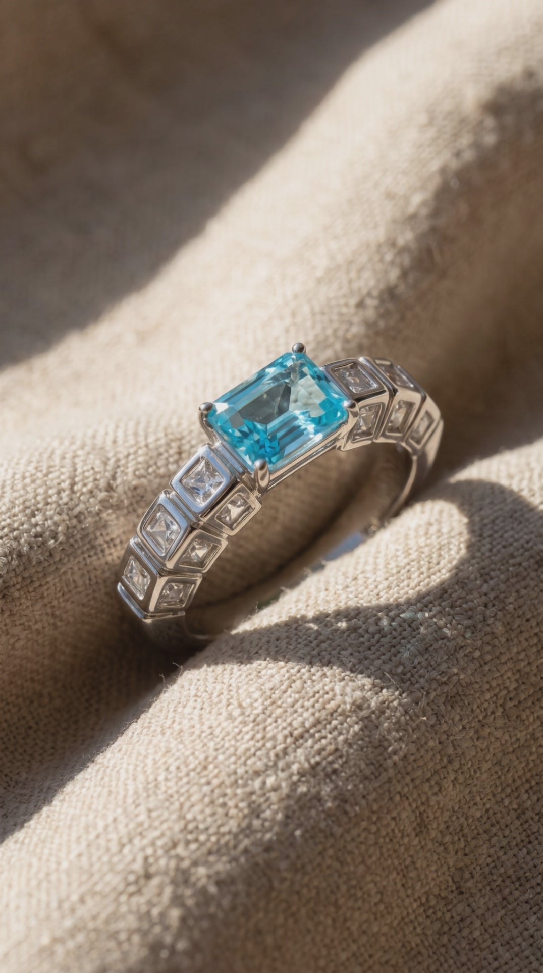 Azure Architect Ring | Gold Plated Recycled Brass with Sapphire Blue Cubic Zirconia