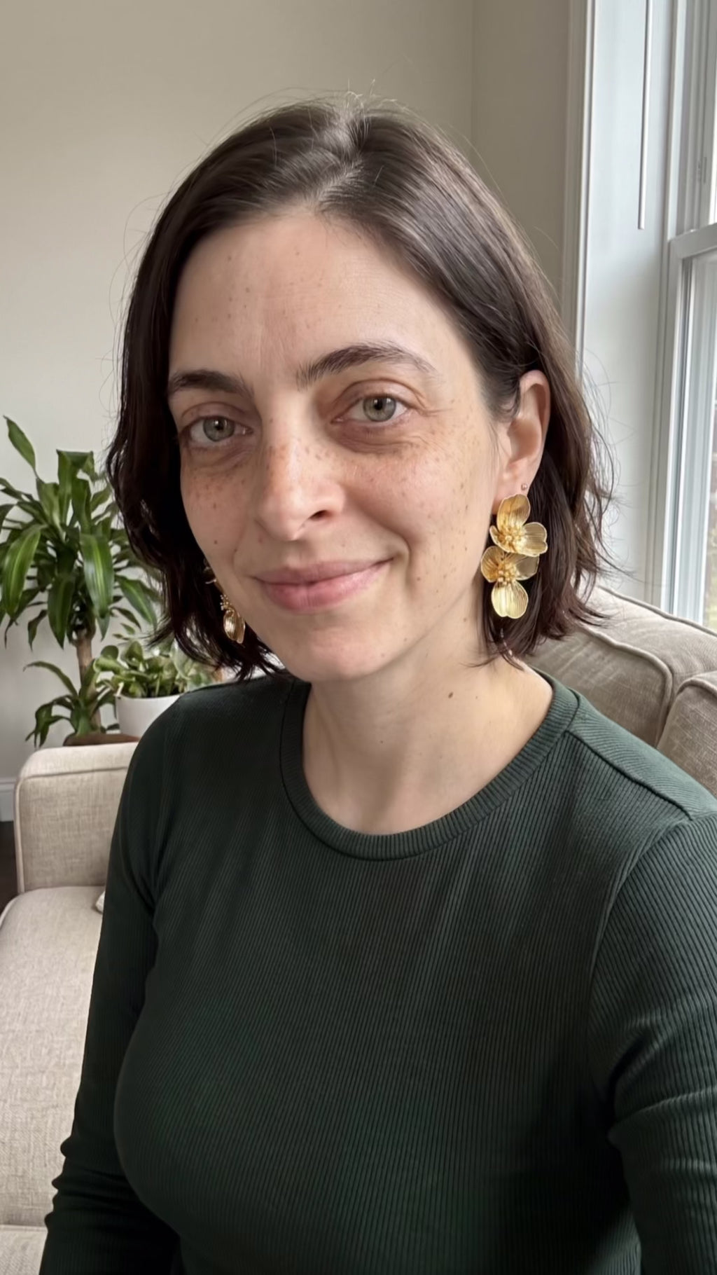 Golden Bloom Double Earrings | Gold-Plated Botanical Double Studs