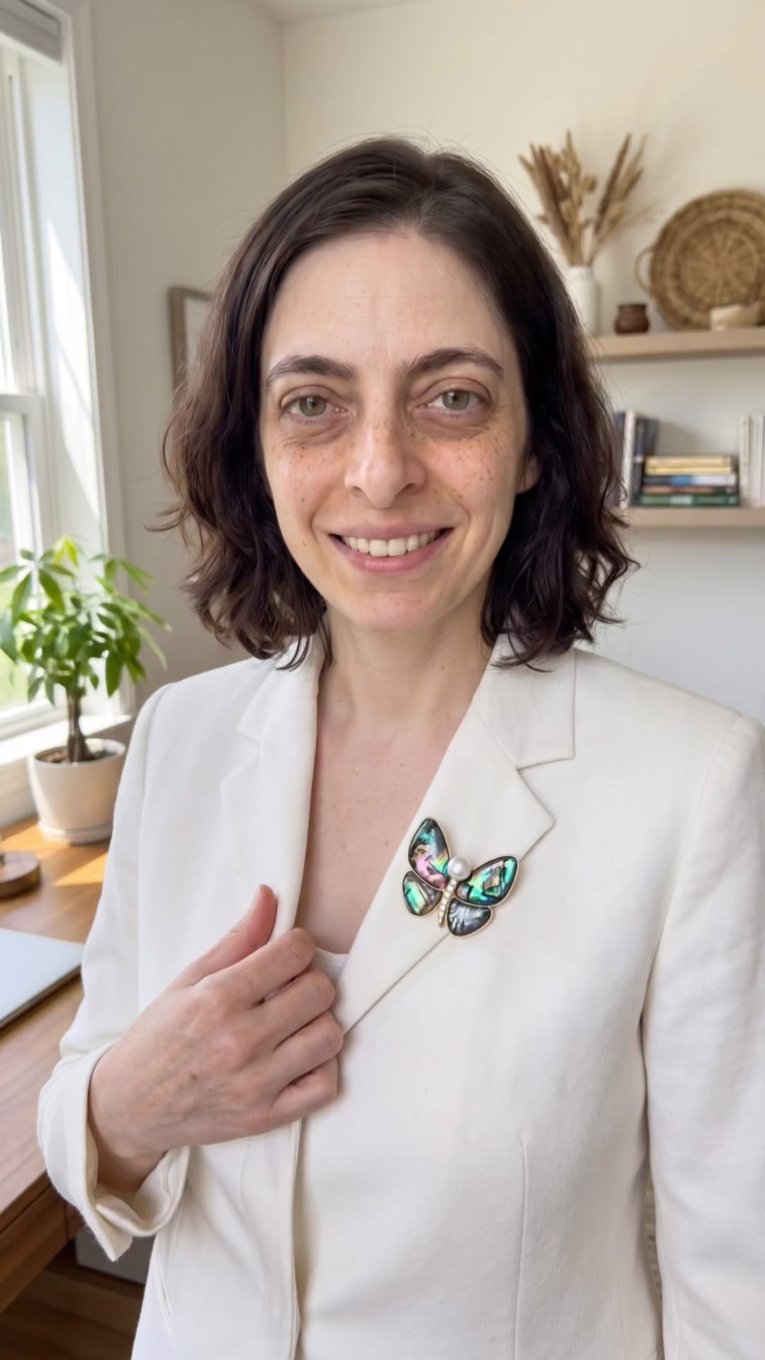 Rainbow Butterfly Brooch – 14K Gold-Plated Recycled Brass & Pearl Pin