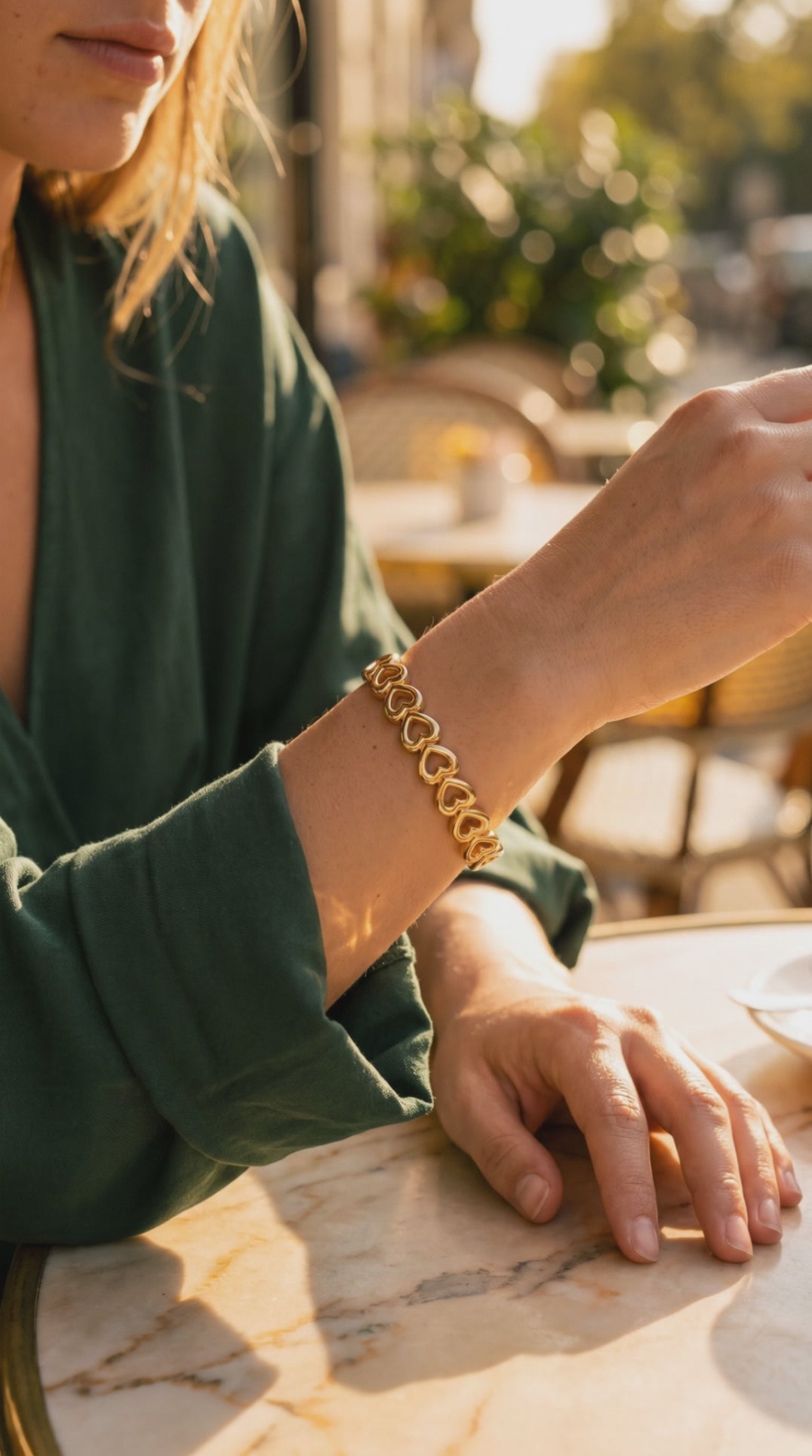 Linked Hearts Bangle | 18K Gold Plated Stainless Steel Interlocking Heart Cuff