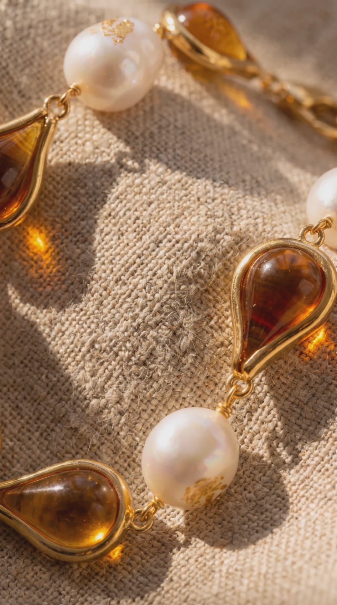 Golden Teardrop Bracelet | Recycled Brass & Freshwater Pearl