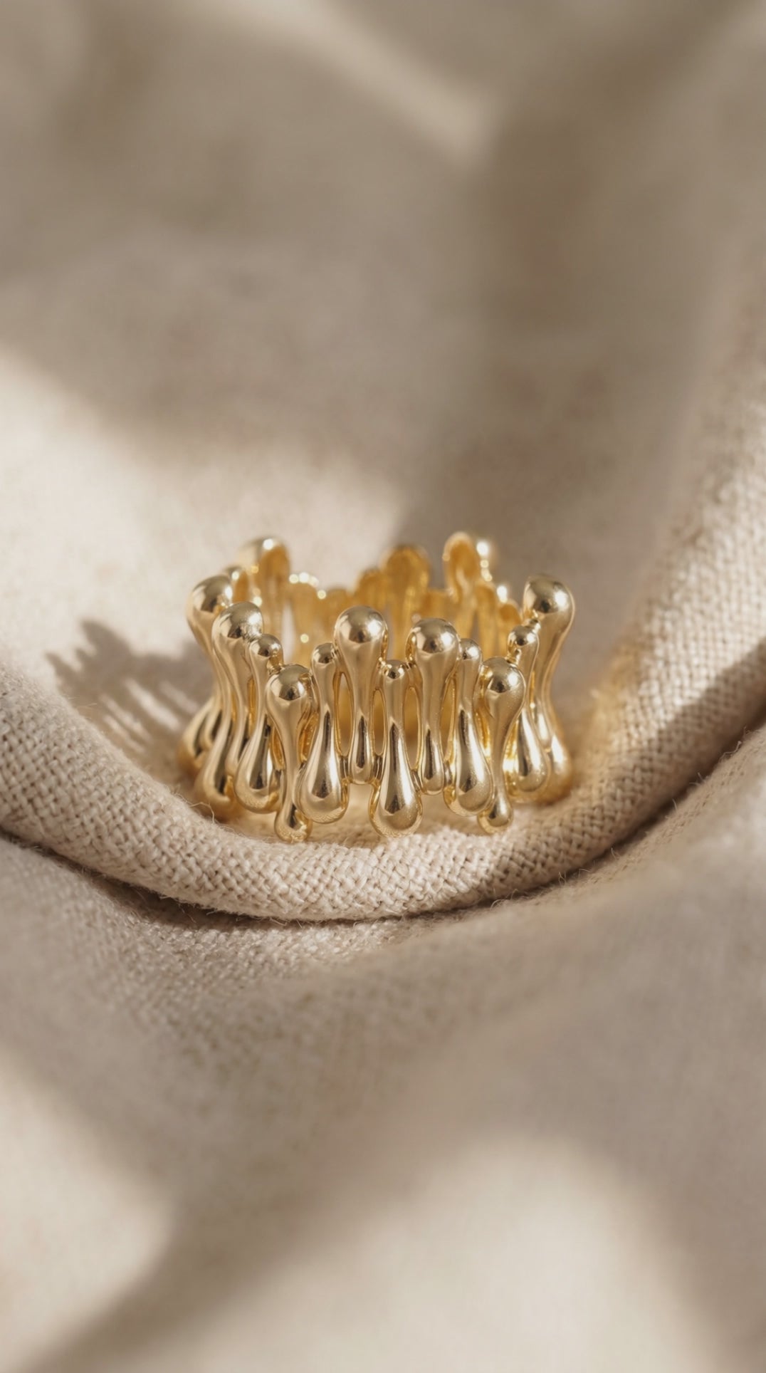 Golden Rope Sculpture Ring | Gold Plated Recycled Brass Ring