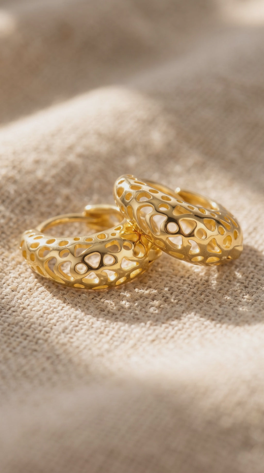 Honeycomb Dream Hoops | Gold-Plated Cutout Geometric Hoops