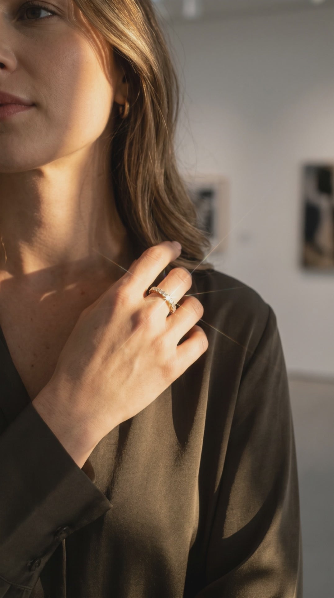 Eternal Spark Ring | 14K Gold Plated Recycled Eco-Brass Adjustable Band with Brilliant Zirconia Stones