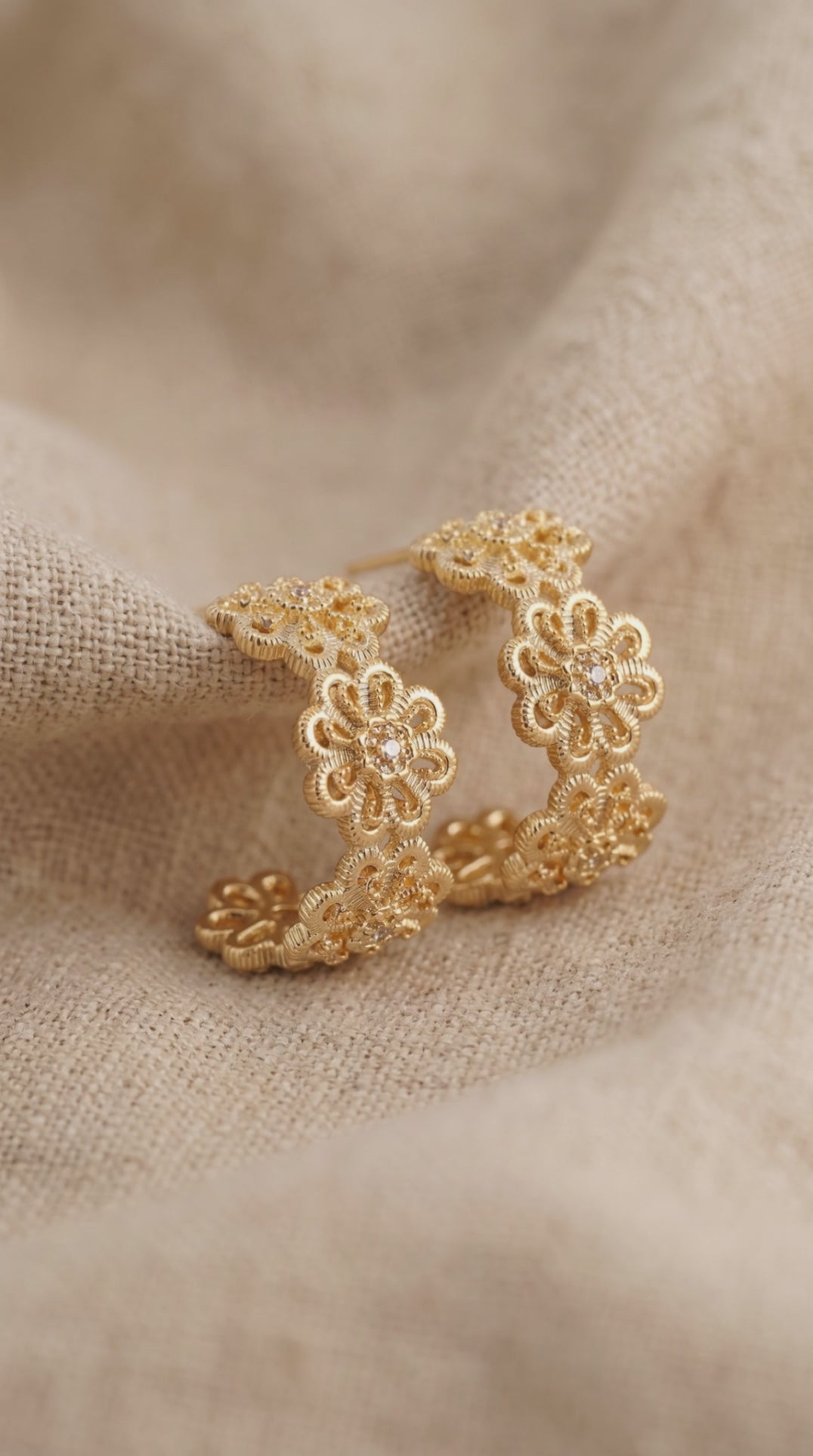 Bloom Filigree Hoops | Gold-Plated Recycled Brass Open-Work Earrings