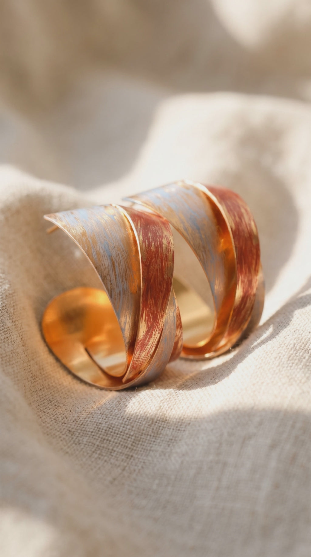 Twisted Flame Hoops | Recycled Brass & Enamel Statement Drops