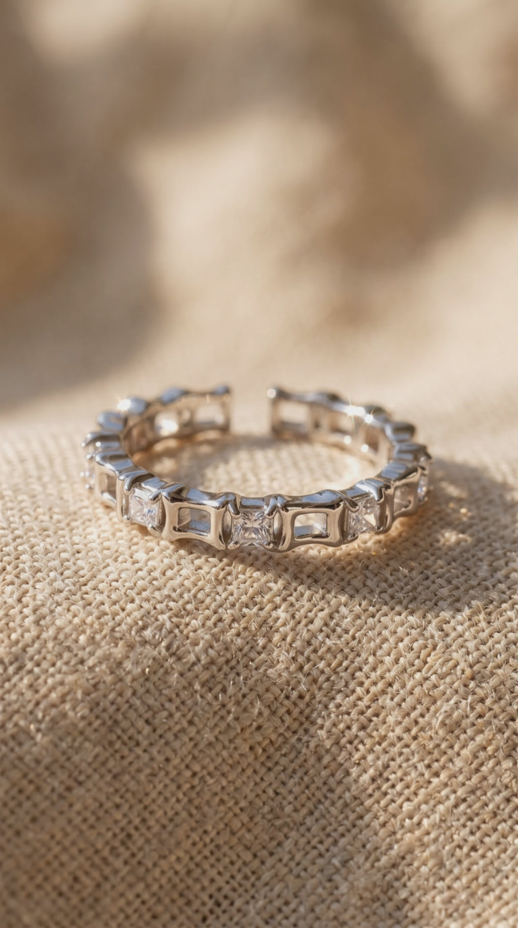 Geometric Luxe Ring | Gold Plated Recycled Brass with Cubic Zirconia Accents