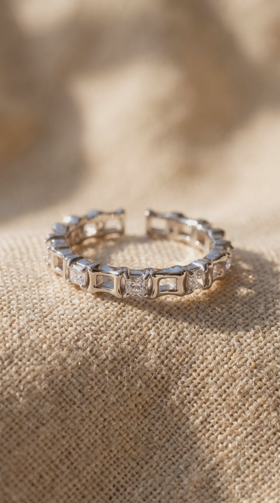 Geometric Luxe Ring | Gold Plated Recycled Brass with Cubic Zirconia Accents