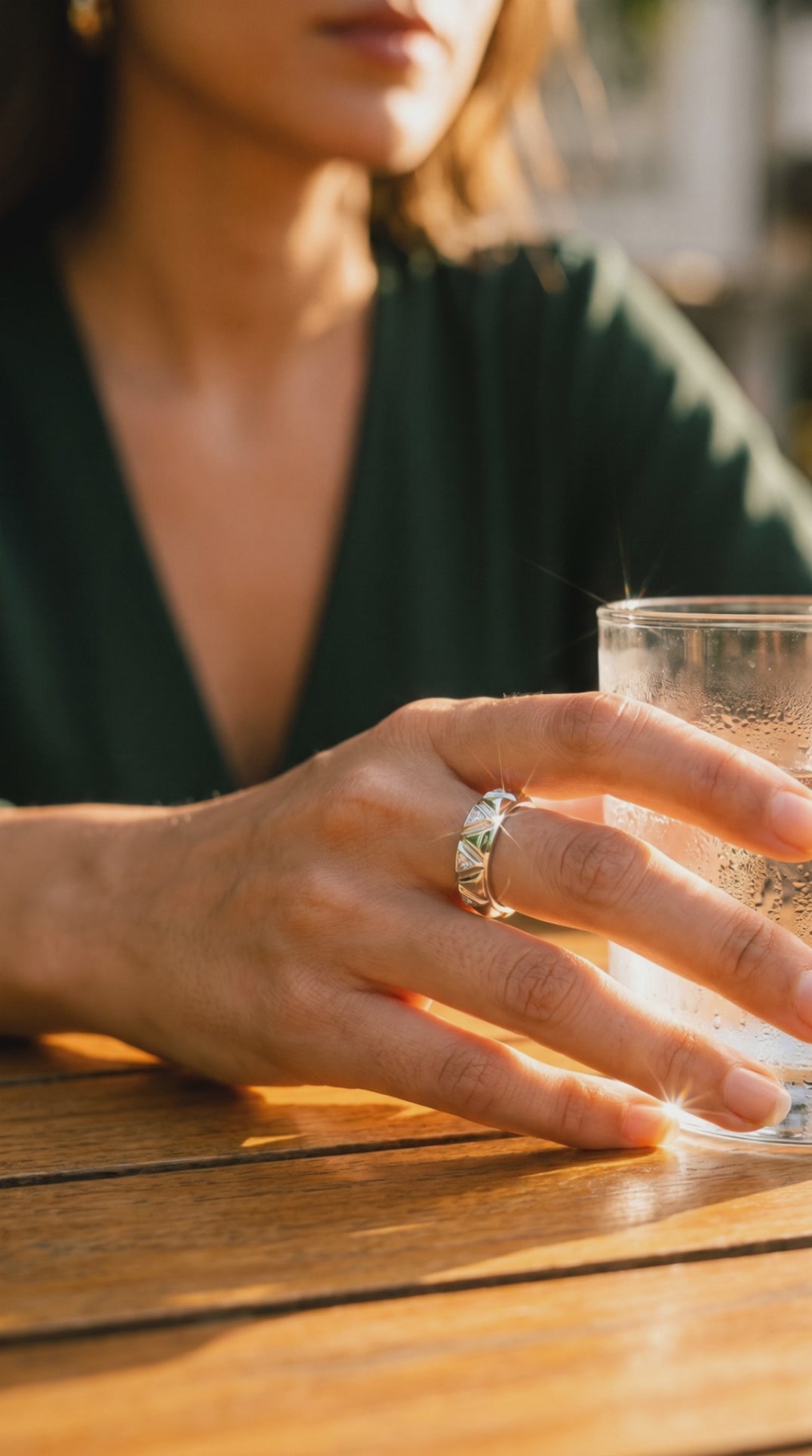 Geo Triangle Band | White Gold Plated Eco-Brass and Micro-Pavé Zirconia Cutout Adjustable Band