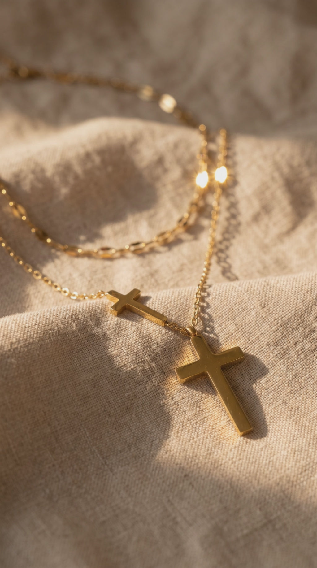 Divine Layers Cross Necklace Set | Waterproof Gold Plated Stainless Steel