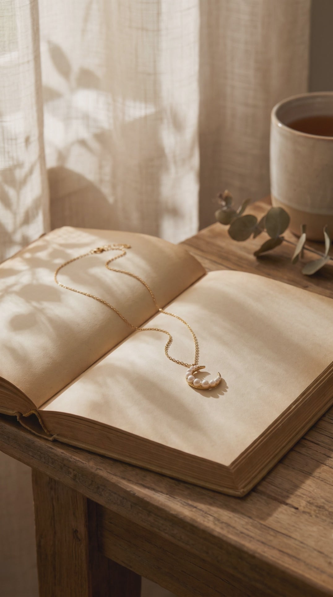 Luna Pearl Crescent Necklace