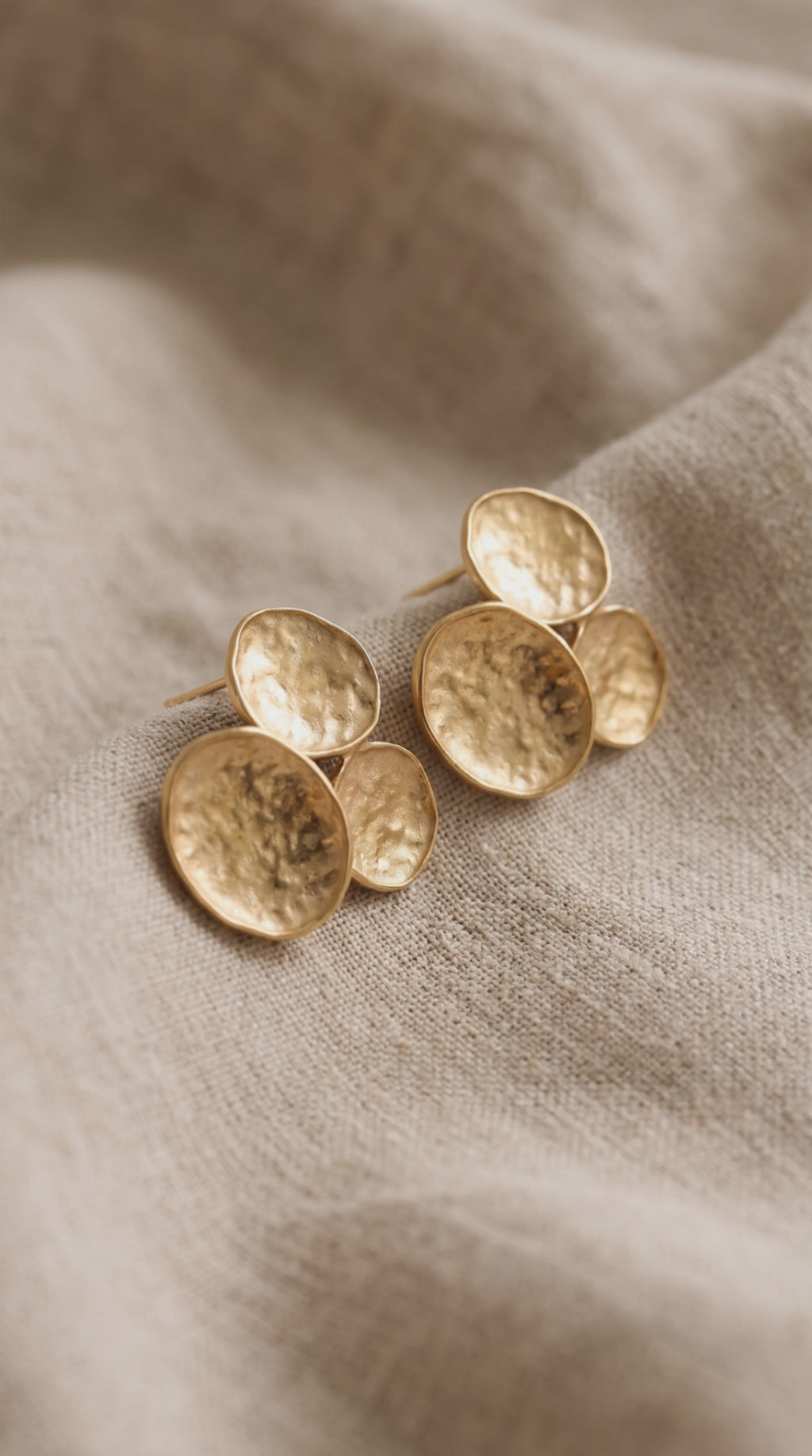 Petal Cluster Earrings | Hammered Geometric Waterproof Gold Studs