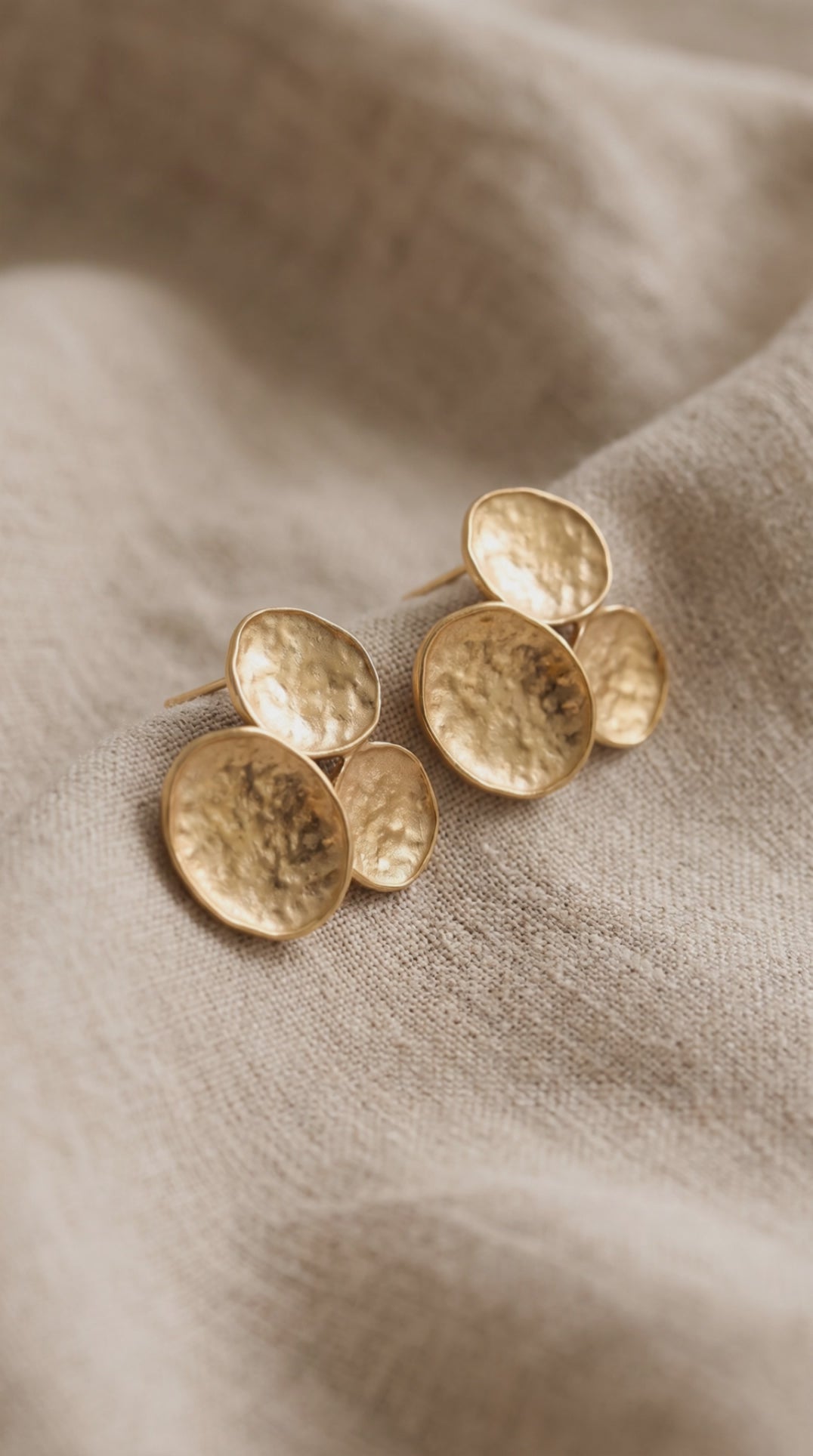 Petal Cluster Earrings | Hammered Geometric Waterproof Gold Studs
