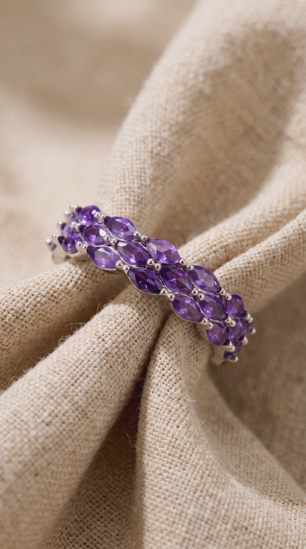 Amethyst Dreams Adjustable Ring | Gold Plated Recycled Brass with Purple Cubic Zirconia