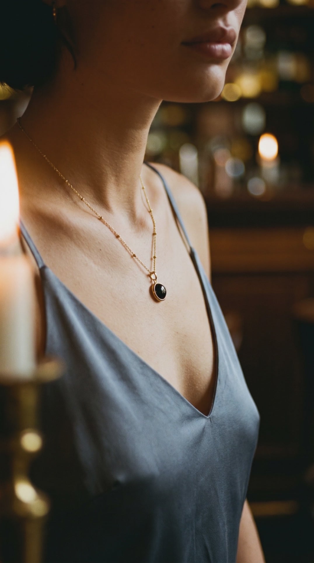 Midnight Agate Circle Necklace