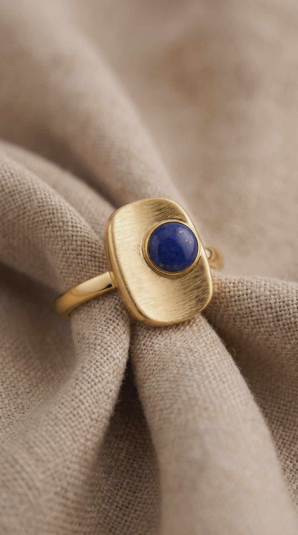 Cosmic Truth Ring | Gold Plated Recycled Brass Lapis Lazuli Ring – Natural Blue Gemstone
