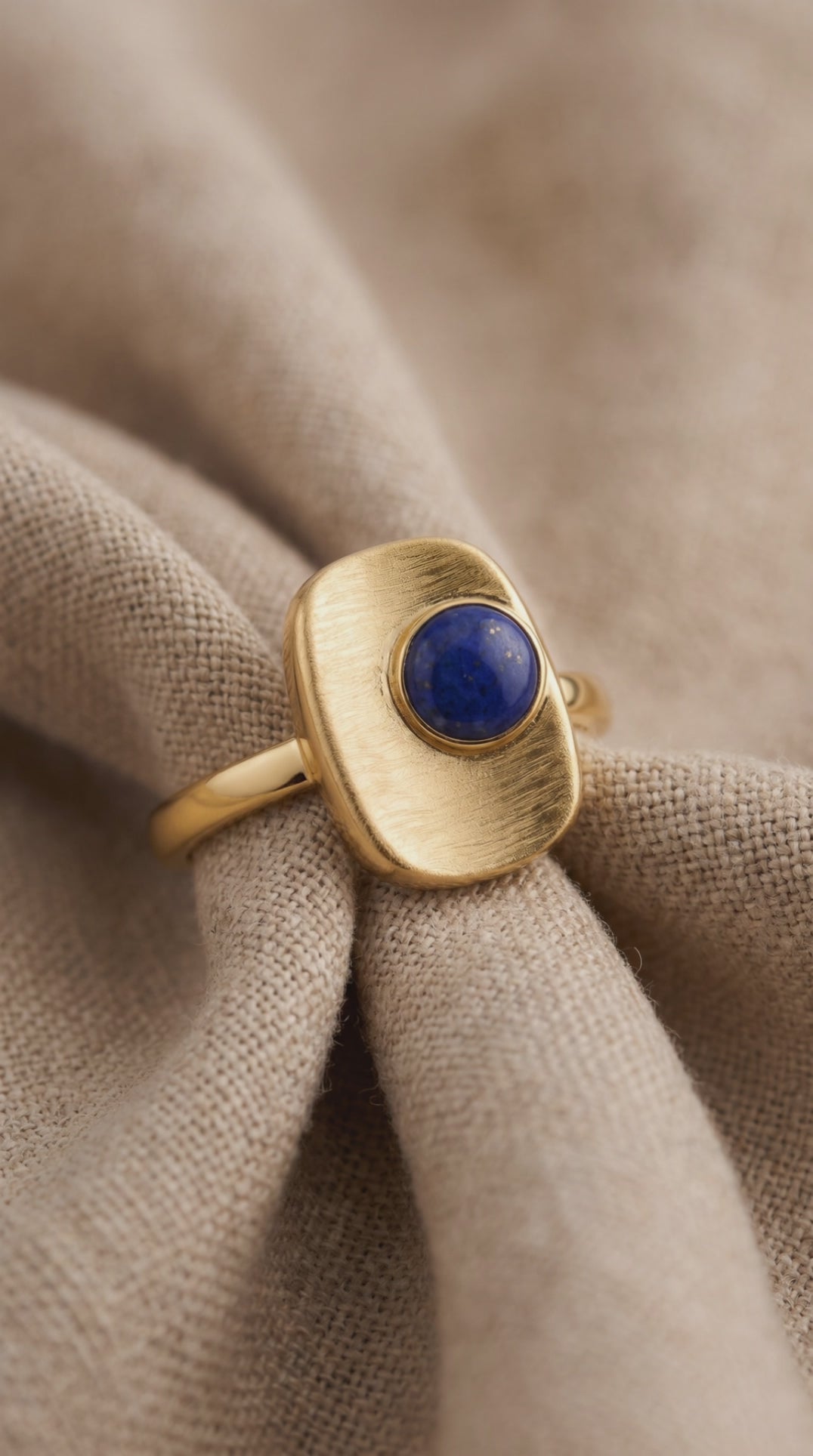 Cosmic Truth Ring | Gold Plated Recycled Brass Lapis Lazuli Ring – Natural Blue Gemstone