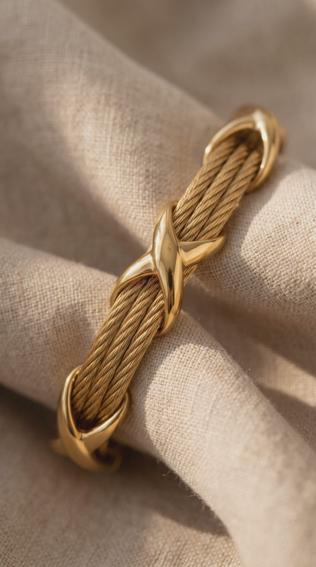 Cross Knot Cable Bracelet | Gold Plated Stainless Steel