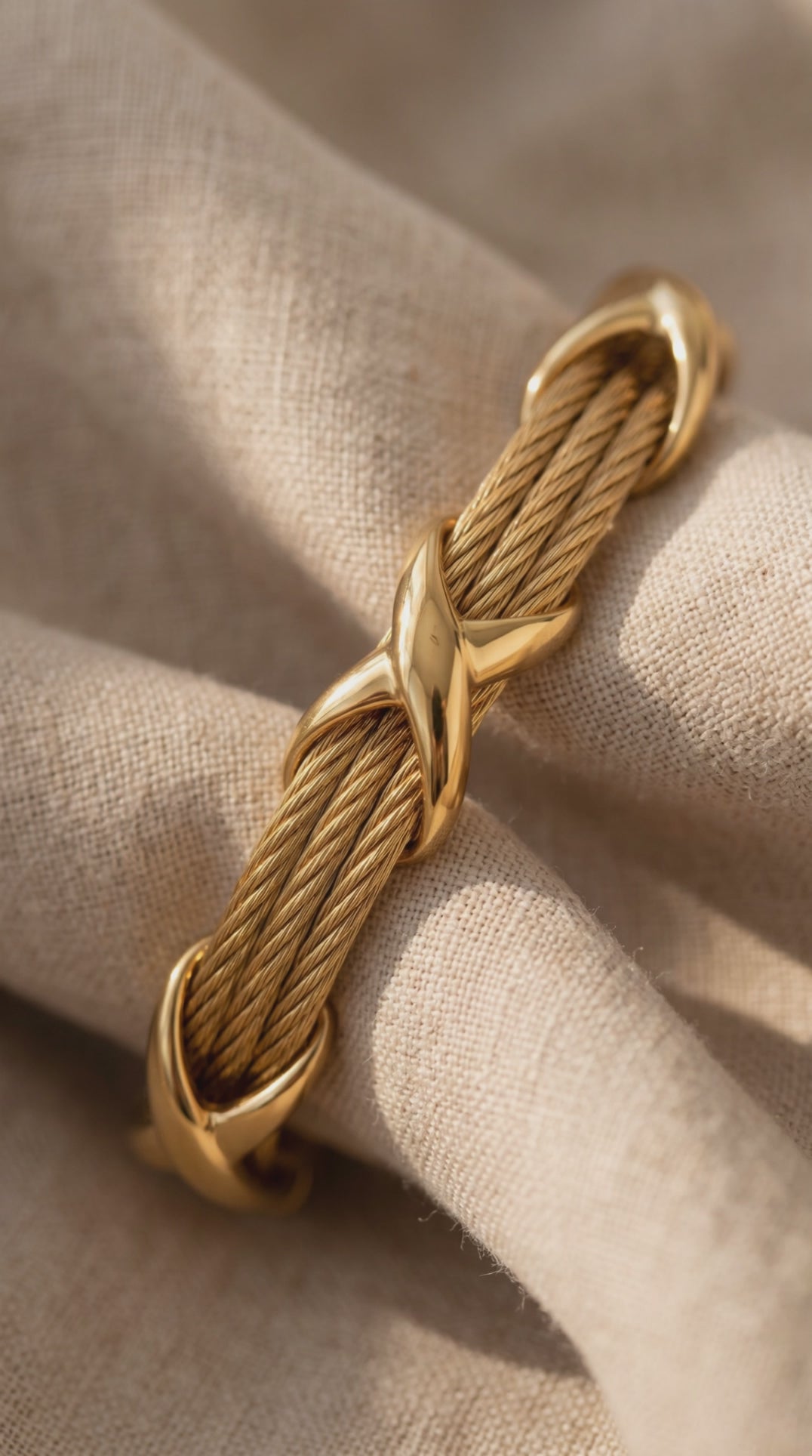 Cross Knot Cable Bracelet | Gold Plated Stainless Steel