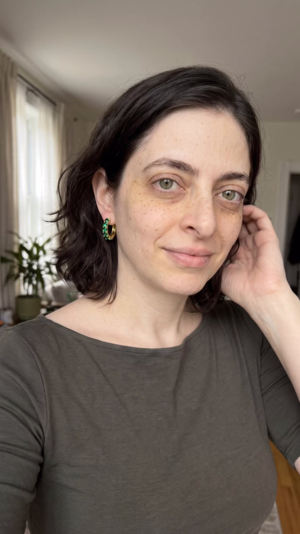 Emerald Huggie Hoops | Gold-Plated Sterling Silver & Zirconia