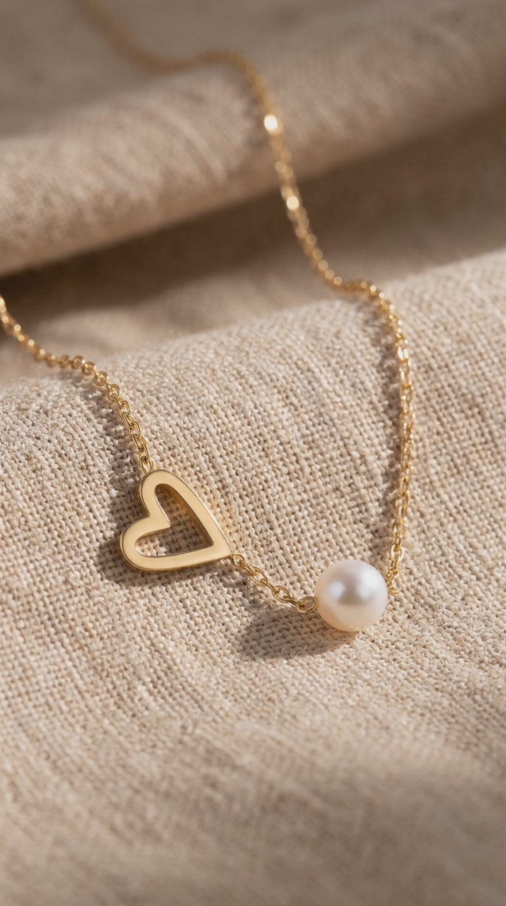 Pearl Heart Embrace Necklace | Gold Plated Stainless Steel