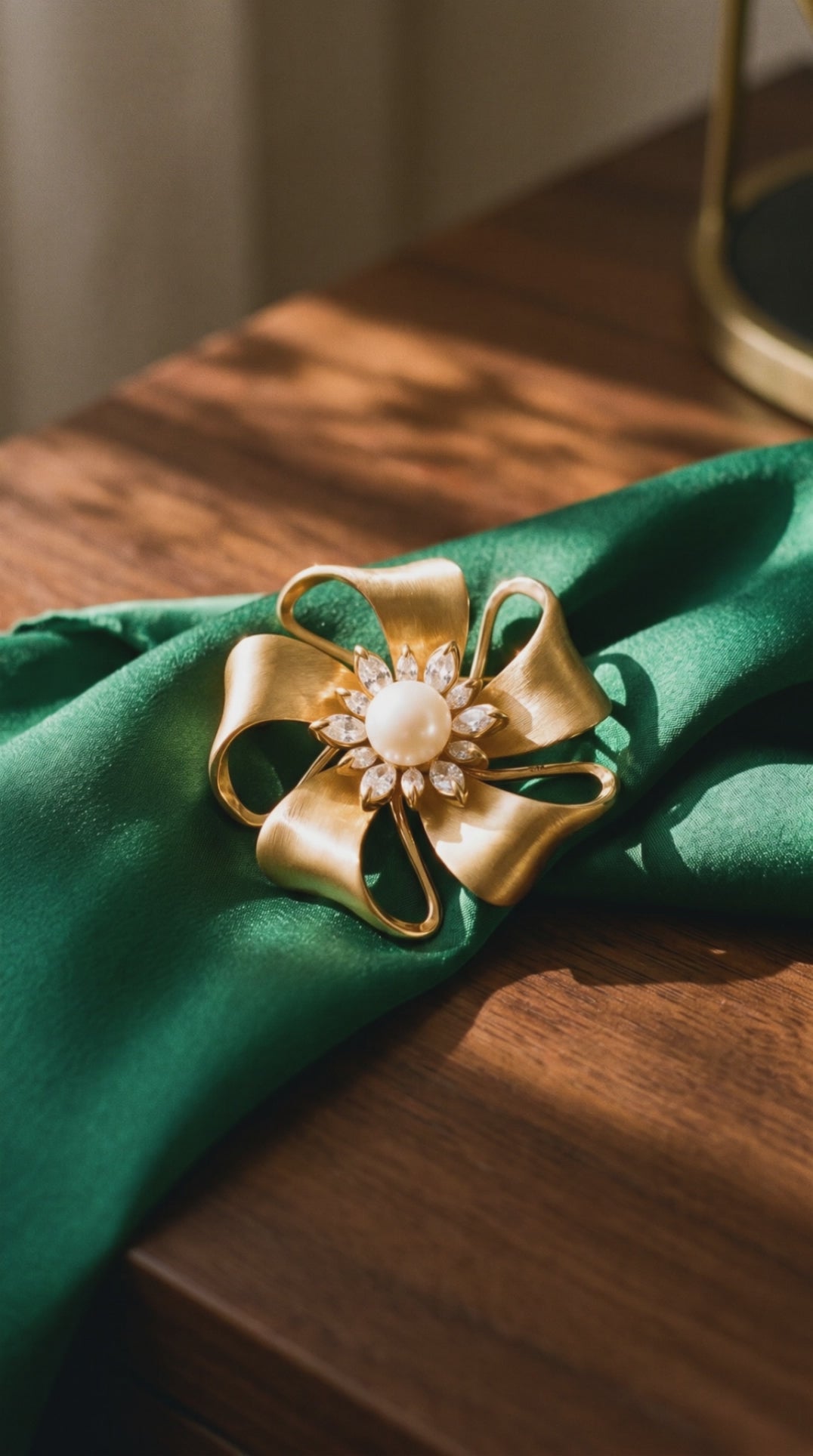 Golden Bow Blossom Brooch