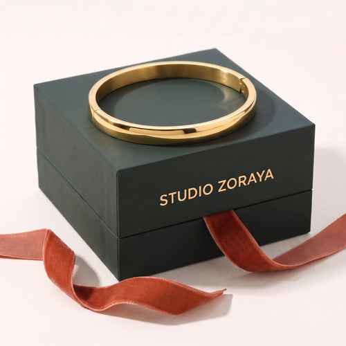Bold Hinge Bangle | Gold Plated Stainless Steel