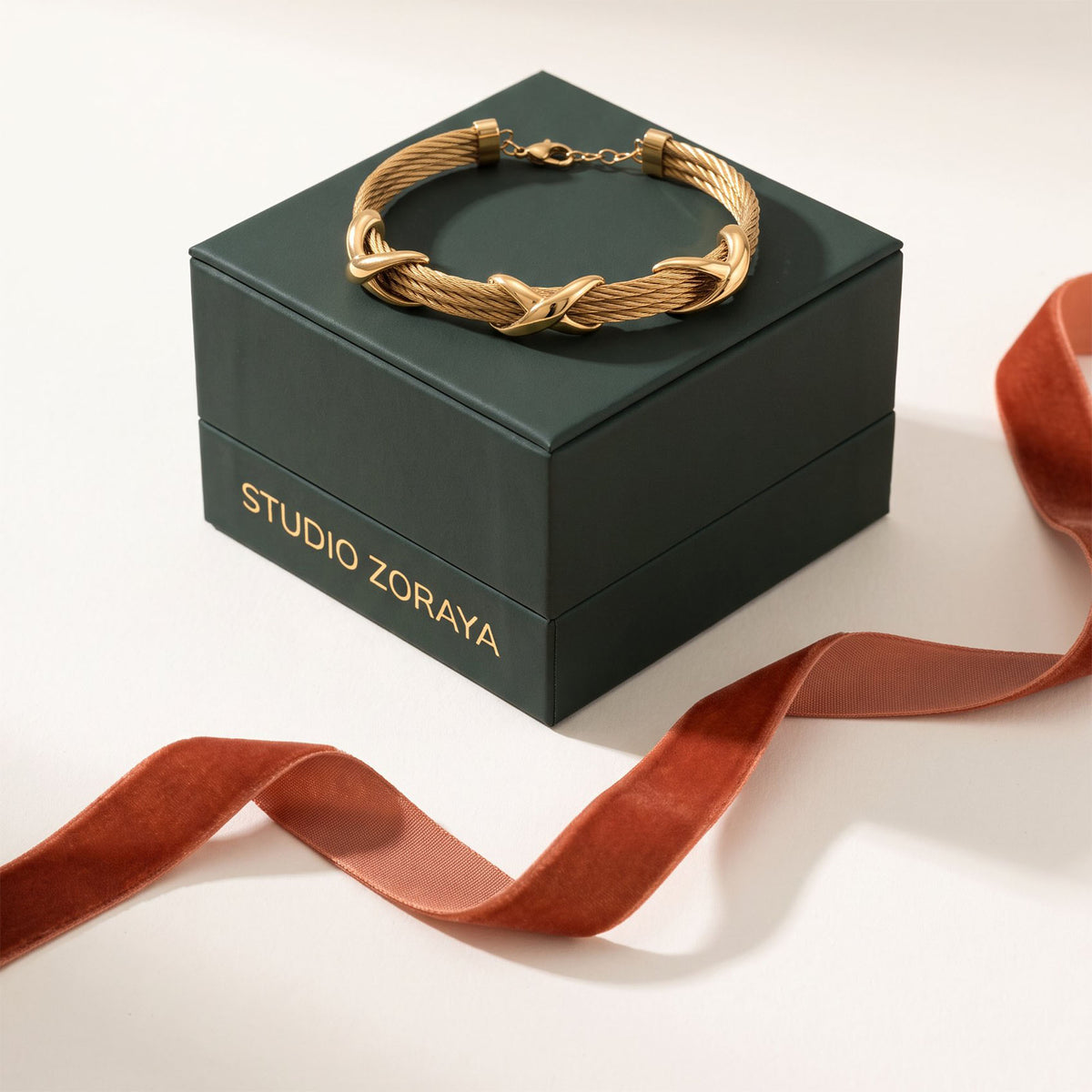 Cross Knot Cable Bracelet | Gold Plated Stainless Steel