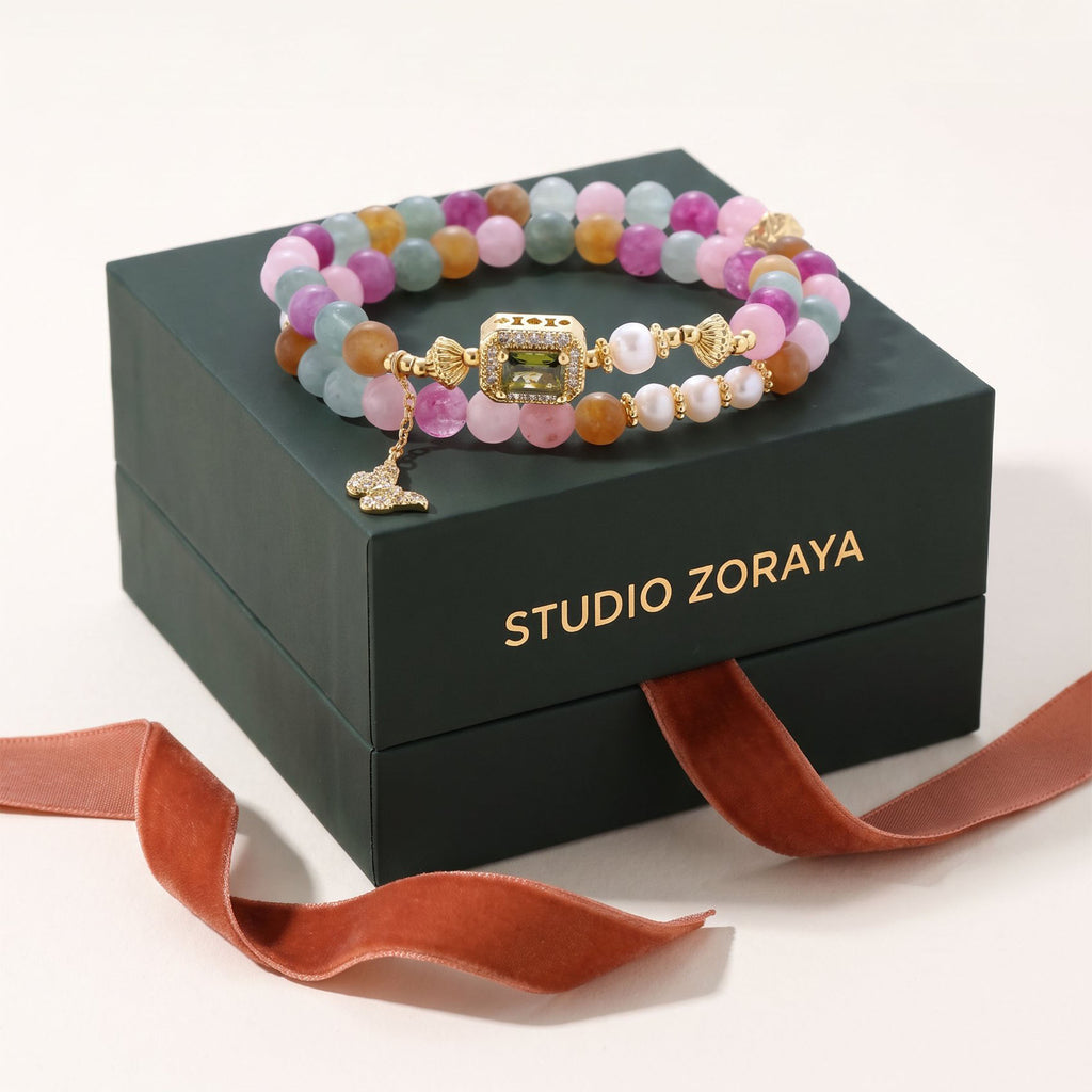 Rainbow Flutter Bracelet | Recycled Brass, Gemstones & Pearls