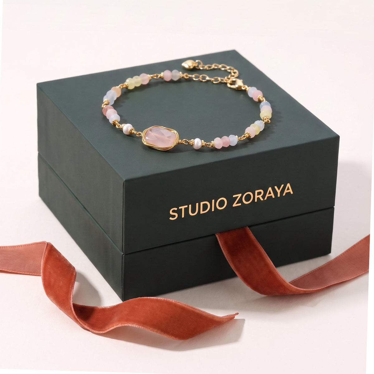 Rose Quartz Healing Bracelet | Natural Quartz, Gemstones & Pearl