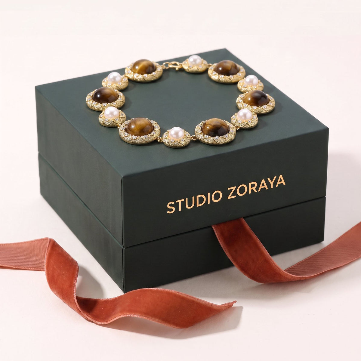 Tiger’s Eye Pearl Wisdom Bracelet | Gold Plated Brass, Gemstones & Pearl
