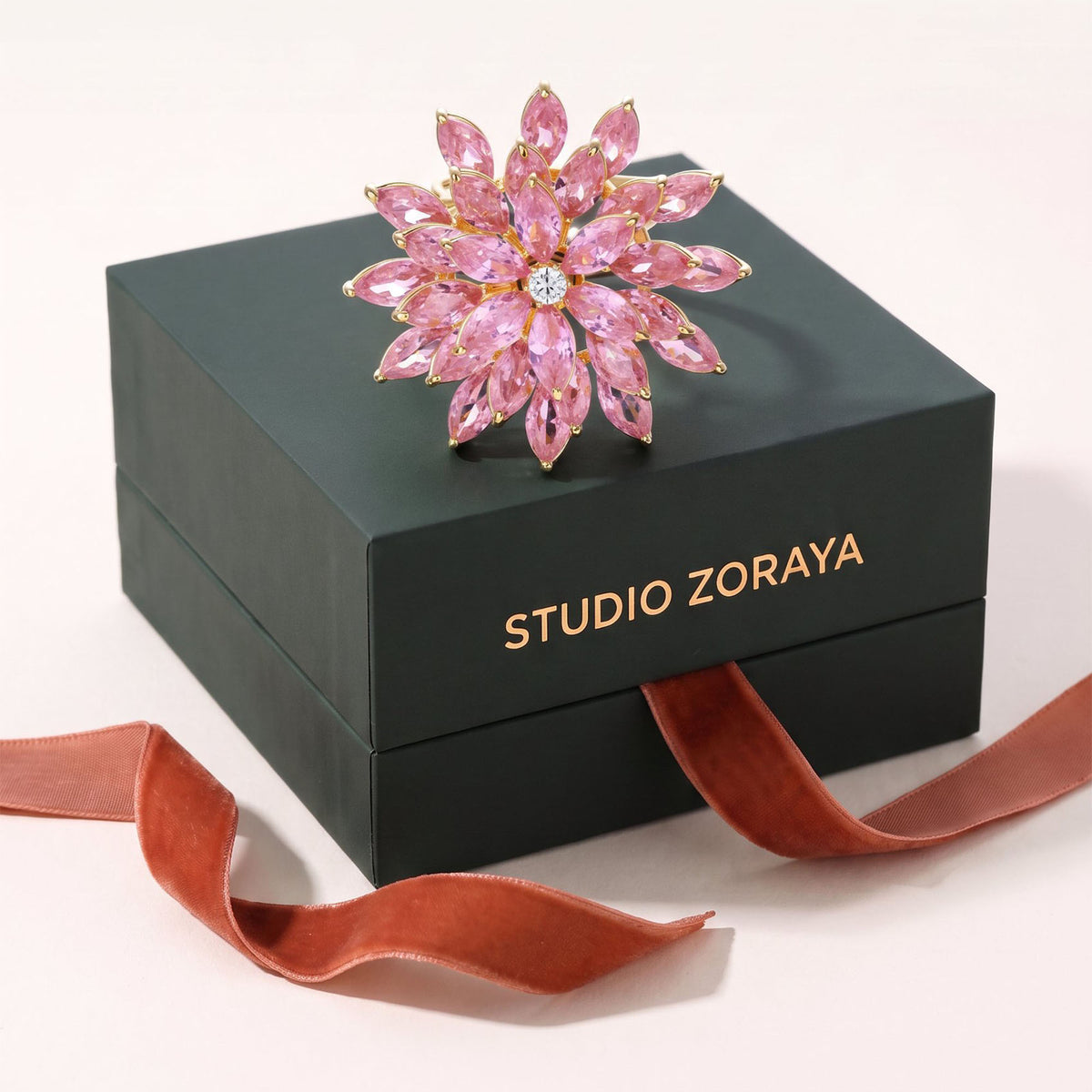 Bloom Burst Brooch – White Gold-Plated Zirconia Floral Pin