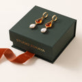 Amber Glow Drops | Amber Glass & Baroque Pearl Dangle Earrings