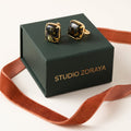Forest Reverie Earrings | Gold-Plated Sterling Silver & Green Amber Studs
