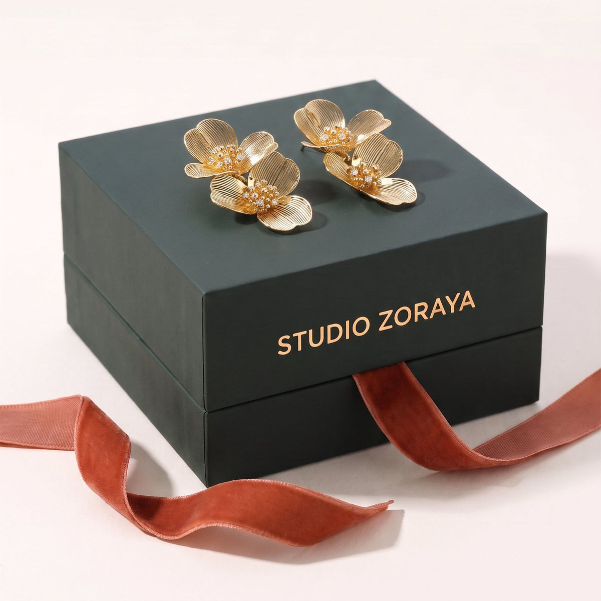 Golden Bloom Double Earrings | Gold-Plated Botanical Double Studs