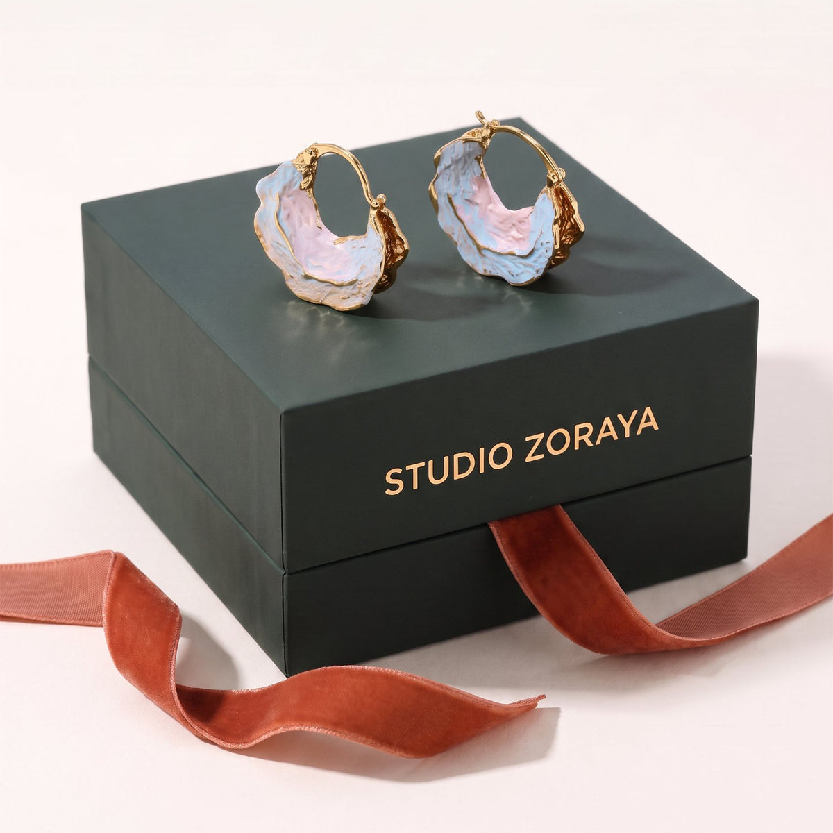 Tide Pool Hoops | Gold-Plated Enamel Hoops