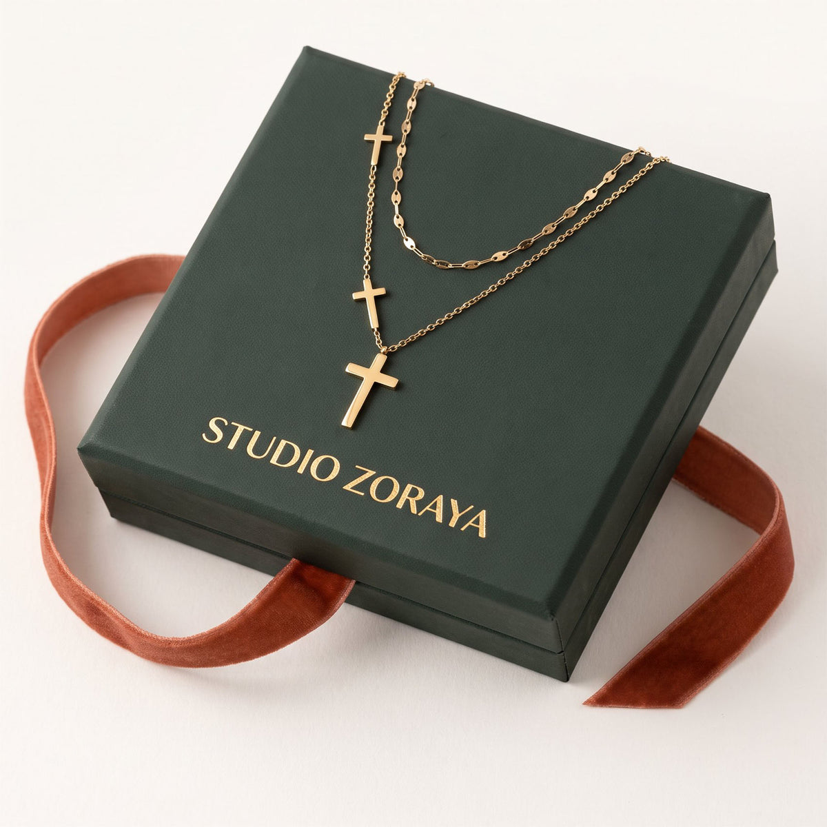 Divine Layers Cross Necklace Set | Waterproof Gold Plated Stainless Steel