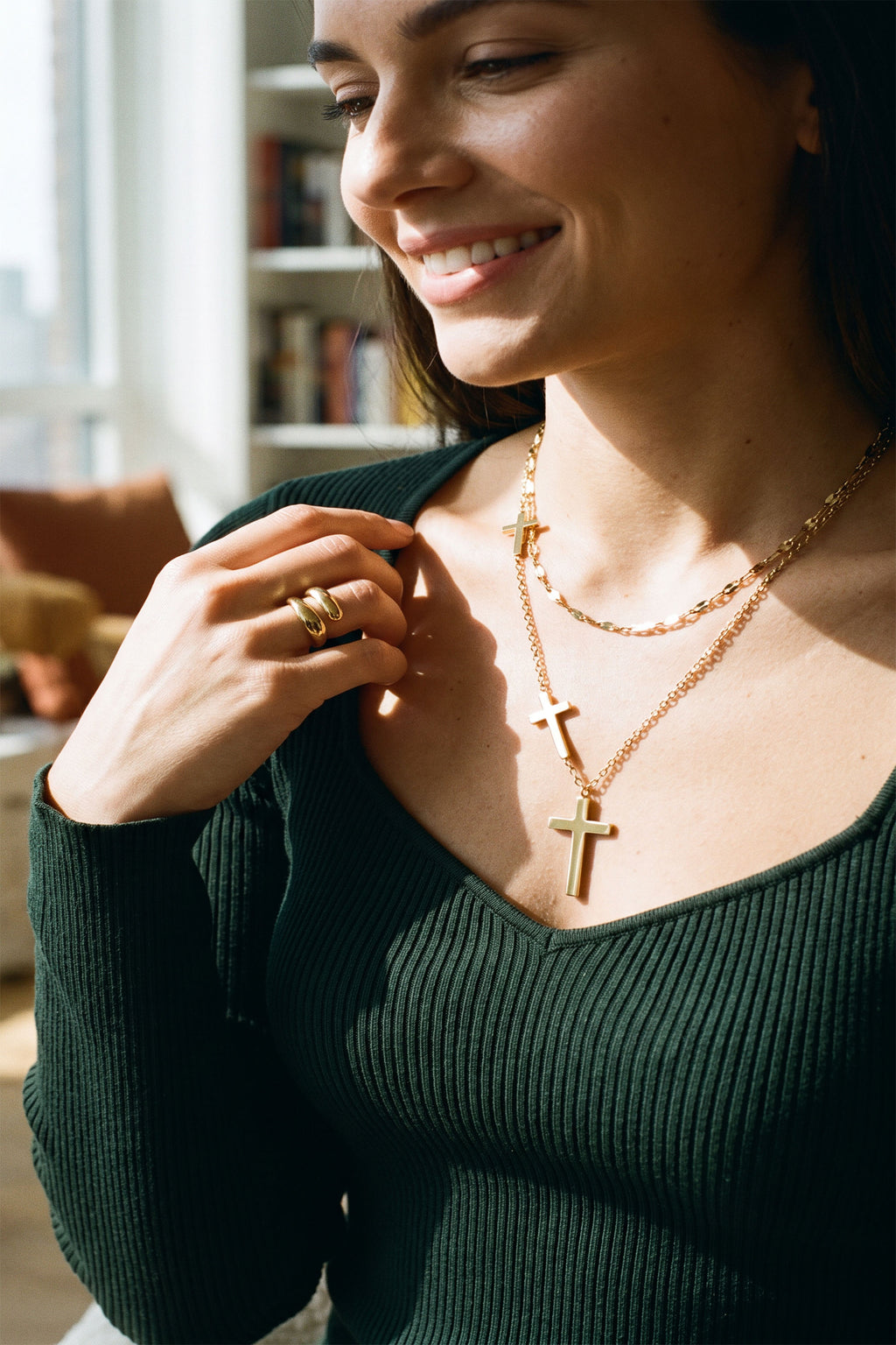 Divine Layers Cross Necklace Set | Waterproof Gold Plated Stainless Steel